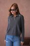 Women's Polo Neck Zipper Detail Knitwear Sweater
