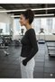Black Crew Neck Slim Fit Cotton Finger-Looped Blouse Oversized Sports Tshirt Hzlrbnbisgec31Stshirt - 4