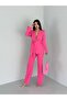 Women's Blazer Jacket Trousers Two-Piece Set Belted Fuchsia - 4