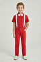 Boy's Red Short Sleeve Shirt Red Pants White Suspender Bow Tie Set April 23 October 29