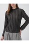 Women's Textured Stretch Knit Blouse 975 - Anthracite - 5