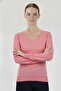 Pink Long Sleeve V-Neck Women's Sweater