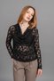 Women's Winter Black Brittany Degaje Collar Tulle Blouse Stylish Casual 70053