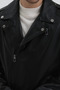 Men's Black Color Genuine Leather Jacket with Belted Waist - 4