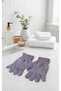 2 Pairs of Bath Scrub Exfoliating Gloves – Body Scrub Shower Gloves (Purple-Grey) - 4