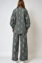 Khaki Tasseled Oversized Shirt and Elastic Waist Pants Woven Two-Piece Set Vs01007 - 3