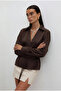 Brown Satin Shirt with Waist Drawstring Belt - 5022 - 4