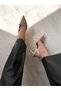 Beige Patent Leather Pointed Toe Belt Detailed 8 cm Heeled Shoes - 2