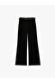 Straight Fit Pocketed Straight Wide Leg Belted Fabric Trousers - 3