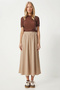 Flared Knitted Skirt with Pockets Lrn0003 Beige - 2