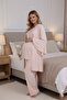 Women's Powder Pink Ruffled Sleeve Maternity 3-Piece Pajama Set - 3