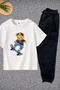 Teddybear Printed 3-Pack Light Blue-White-Navy Blue Unisex Children's Set - 3