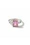 Women's Pink Stone Zircon Hürrem Adjustable Silver Color Steel Ring - 5