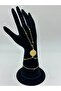 Round Motif Gold Color Shahmeran Bracelet with Lacquer Coating - 2
