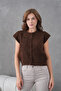 Women's Crew Neck Button Detail Knitted Patterned Knitwear Jacket 8602Sw