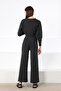 Anthracite Wide Leg Viscose Women's Knitwear Trousers - 3