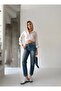 High Waist Laser Ripped Mom Jeans - 6