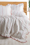 Double Duvet Cover Set 100% Cotton Decorative Overlocked Ruffled - 3