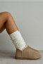 3-Piece White Women's Premium Knitted Patterned Aerobic Long Leggings Boot Socks - 3