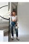 High Waist Laser Ripped Mom Jeans - 4