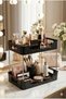 2-Tier Multi-Purpose Makeup Organizer - Jewelry Organizer Bathroom Shelf Shampoo Holder Black