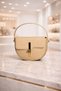 Women's Beige Hand and Shoulder Bag, Stylish Crossbody Bag with Gold Lock Detail - 3