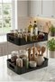 2-Tier Multi-Purpose Makeup Organizer - Jewelry Organizer Bathroom Shelf Shampoo Holder Black - 2