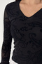 Black V-Neck Lined Spanish Sleeve Lace Blouse Alc-X15150 - 4