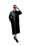 Plus Size Women's Viscose Leather Detailed Long Sleeve Half Zipper Long Dress - 6