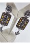 Anthracite Gray Colored Stone Dangle Vip Earrings - 4