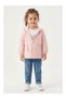 Girl's Embossed Pattern Coat T-Shirt Jeans Pants Set Salmon 26-1123