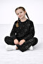 Girl's Heart Patterned Comfortable Tracksuit Set with Complete Stone Detailing and Pockets