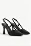 Sarim Black Sequin Patterned Pointed Toe Heeled Shoes with Open Sides (9 cm Heel)