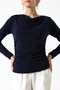 Stoned Sandy Degaje Collar Side Gathered Blouse – Long Sleeve Stylish Casual Combination - 3