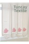 Red Coral Printed 100% Cotton Handcrafted Lace Finding Linen Curtain - 2