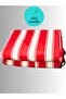 Red and White Striped Balcony Curtain with Cornice - Luxury Tailored Tarpaulin - 3