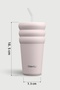 3 Bubble Two-Cap Straw Tumbler Steel Thermos 600 ml Soft Quartz St-248 - 8