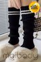 100% Acrylic Premium Knitwear Knitted Leg Warmer Foot Warmer Leggings Striped Black