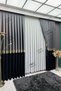 Vera Pattern, Panel Background Curtain, Gray - Black Curtain with Gold Detail (Single Wing) - 3