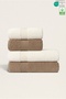 4-Piece Bath Towel Set 100% Cotton Certified Body - Head |   Dowry Box 50X90 - 70X140 Cream Brown