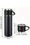 Thermos set 3-piece cup set heat resistant black stainless steel vacuum - 4