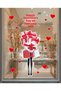 Romantic February 14Th Sticker with Gift and Heart Design - Valentine's Day Glass Door Showcase Shop Decoration - 3