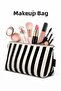 Canvas Striped Makeup Bag with Braided Detail - 2