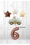 Brown Star Cream Star Balloon Cream Blue Color Police Car Balloon - Brown Number Balloon 1 Year Old