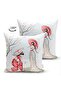 Double Sided Branch Detailed Umbrella Japanese Girls Modern Suede Throw Pillow Cover - 2