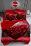 Valentine's Day Dowry Set with Elastic Sheets Cotton Satin Double Duvet Cover Set Love - 2