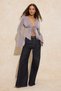 Stone Fitted/Fitted to the Body V-Neck Long Sleeve Tie Detail Buzzy Knitted Blouse Twoss26Bz00184 - 3