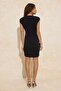 Siyah Düz Bodycon V Yaka Kolsuz Büzgülü Mini Esnek Örme Elbise TWOSS26EL00029 - 4