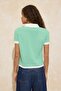 Yeşil Polo Yaka Çizgili Triko Bluz TWOSS25BZ00183 - 4