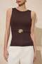 Dark Brown Bodycon High Neck Accessory Detailed Soft Knitted Blouse Twoss26Bz00052 - 3